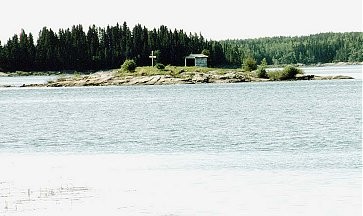 Cross Island (Mouse Island), where the Pukatawagan community were forcibly baptised